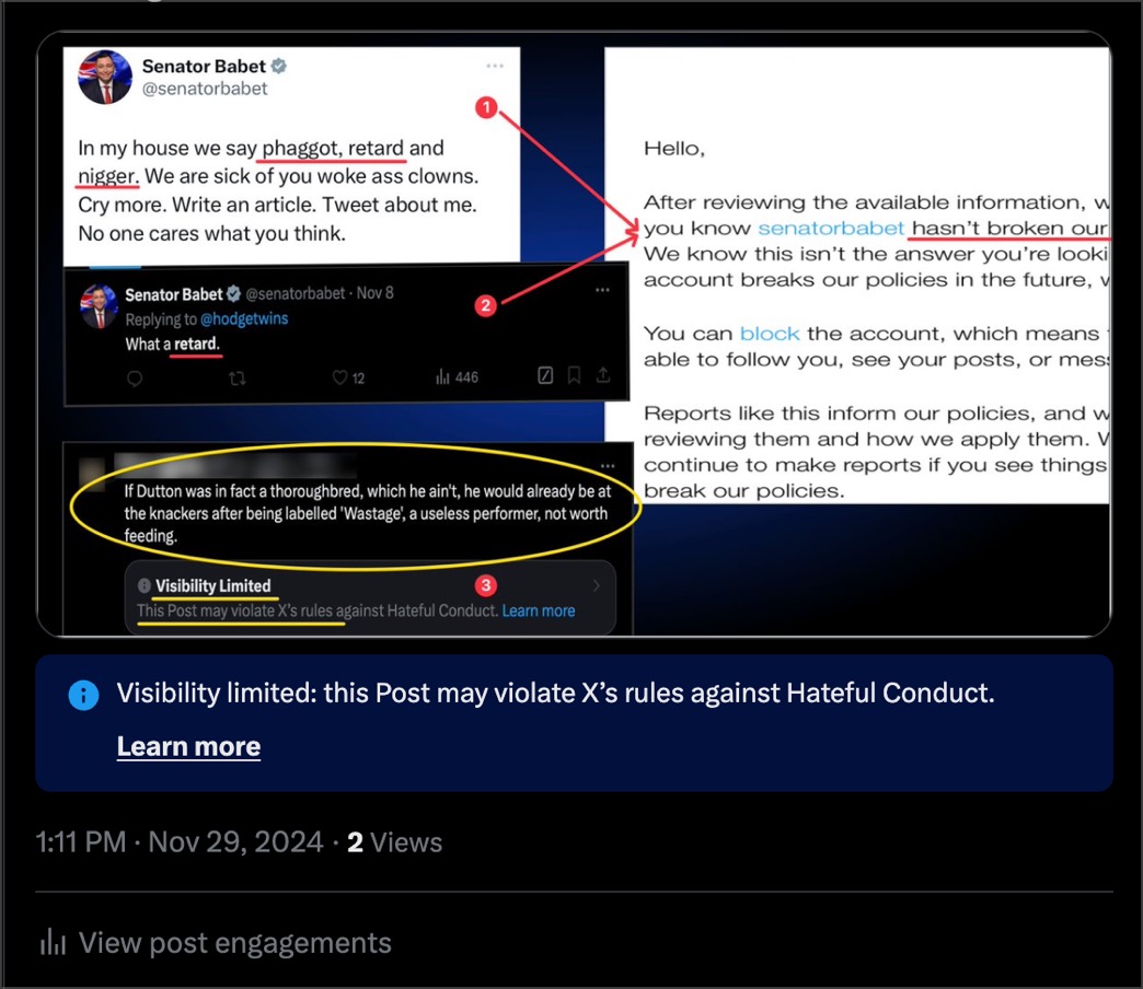 The very post about X being biased is limited in views@2x